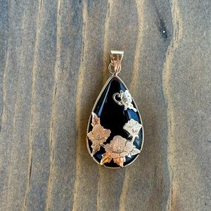 Black Onyx & 14k Gold Pendant